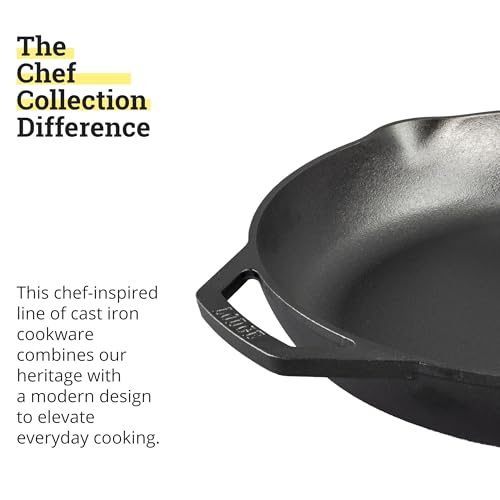 14 Inch Pre-Seasoned Cast Iron Skillet - Heavy Duty Nonstick Frying Pan