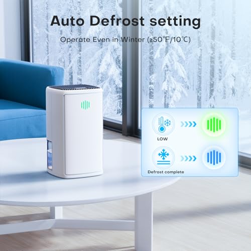 TABYIK Small Dehumidifier - 38OZ Compact Energy Saving for Bedroom Bathroom Closet - White