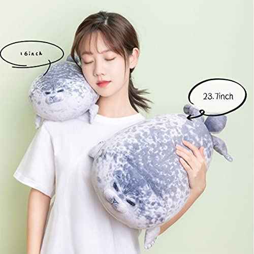 YESGIRL 16 inch Cute Seal Plush Pillow: Soft Stuffed Animal Toy,Chubby Blob Seal Plushie for Boys Girls, Room Decor Hugging Pillow for Bed and Sofa Chair, Kids Gifts for Birthday,Valentine,Christmas