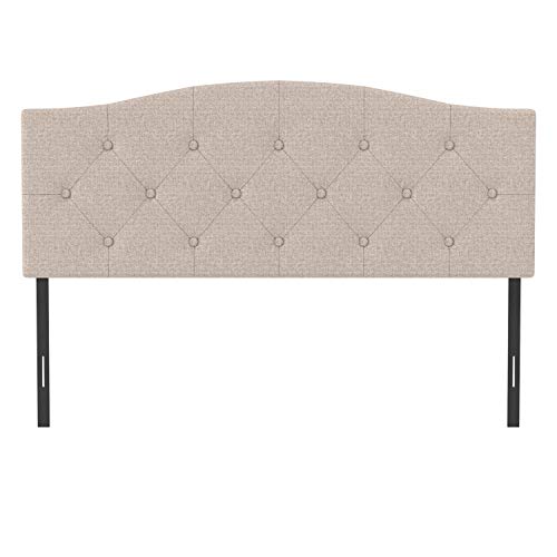 Upholstered Full/Queen Linen Headboard - Adjustable, Tufted Diamond Design, Beige