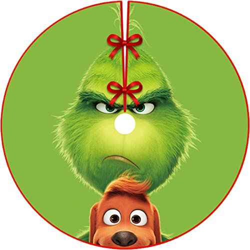 Christmas Tree Skirt Christmas Decorations - 36 Inch Green Soft Xmas Tree Mat for Winter New Year Holiday Party Ornaments