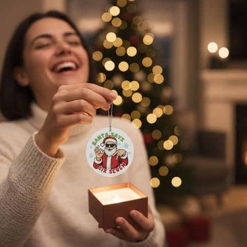 Santa Says 67 Ornament - Funny Six Seven Christmas Ornament (Santa Sunglasses) — LHHungSoul