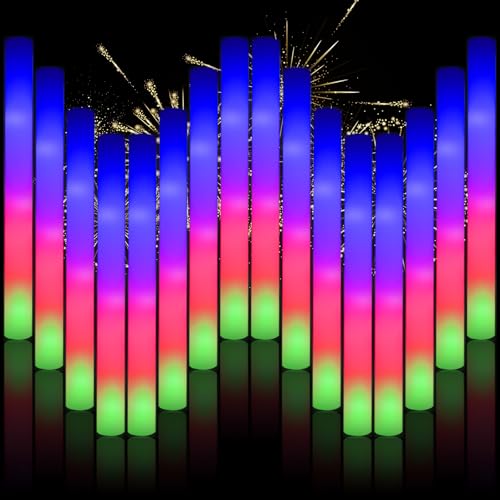 70pcs Foam Glow Sticks Bulk with 3 Flashing Modes - Light Up Party Wands for Weddings, Birthday, Raves, Camping, Outdoor Events - Blu7ive