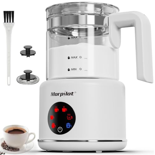 Electric Milk Frother and Steamer 16.9oz/500ml - White Glass, 6 Functions