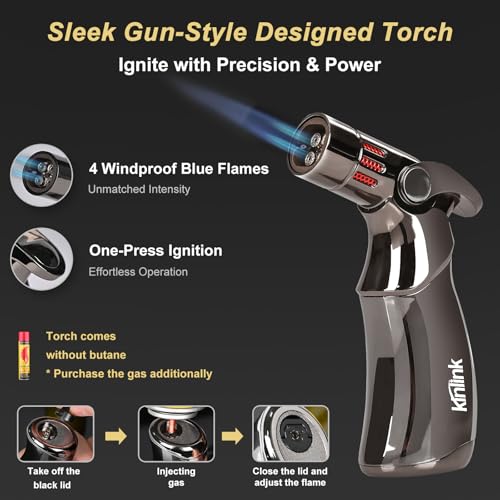 Whiskey Smoker Kit with Torch No Butane, 6 Wood Chips Flavors, 2 Glasses & Ice Molds – Whiskey & Cocktail Accessories – Whiskey Smoker