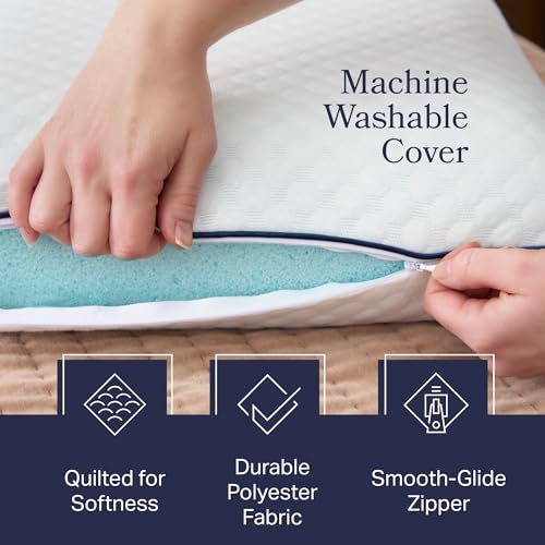 WEEKENDER Standard Cooling Gel Memory Foam Pillow - 1 Pack, Medium Firm, Ventilated Support for Side Back Sleepers