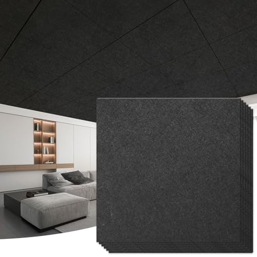 Art3d Acoustic Drop Ceiling Tiles 2x2 ft Black 12-Pack - Sound Absorbing Tiles