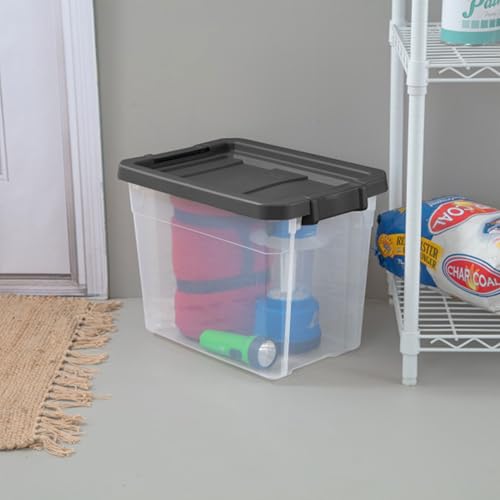 30 Quart Storage Bins with Latching Lids - 6 Pack - Modular Stackable Containers