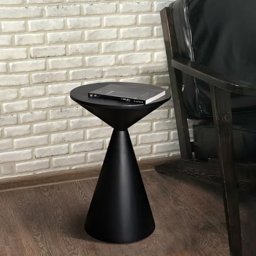 Black Small Drink Table - Round Martini Side Table for Small Spaces