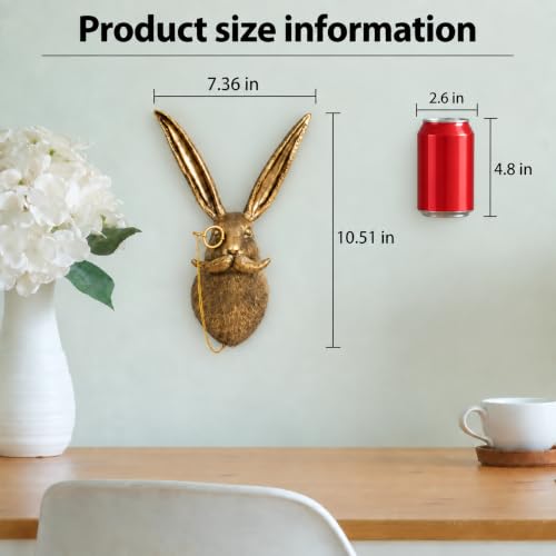 UITWMKTG Gold Rabbit Head Wall Decor - Modern Animal Sculpture, Bunny