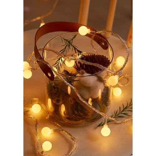 Globe String Lights, 10ft 20 LED USB Powered Globe Fairy String Lights Warm White for Birthday Party Wedding Christmas Home Decoration