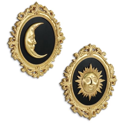 Putuo Decor Gold Sun and Moon Wall Art Set - 3D Celestial Wall Decor for Living Room & Bedroom