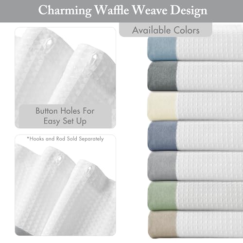 Stripe Grey Waffle Shower Curtain with 3M Water Repellent - 72x72 Inches