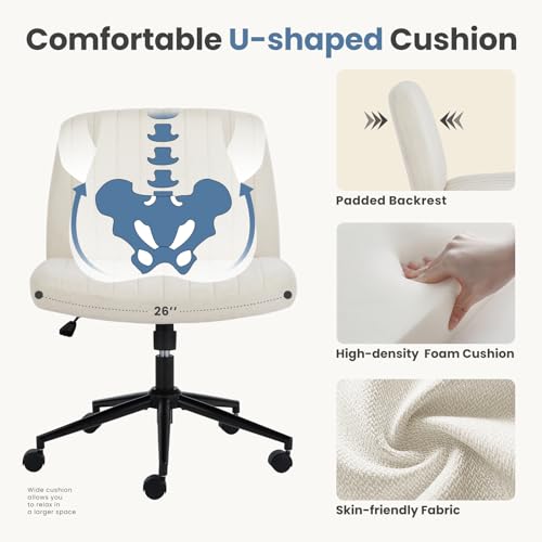 Ivory DUMOS Cross Legged Vanity & Office Chair - Home & Office Use