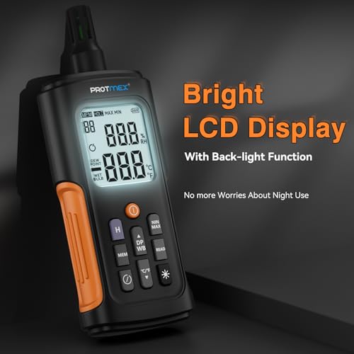 Protmex Digital Temperature and Humidity Meter with Wet Bulb & Dew Point