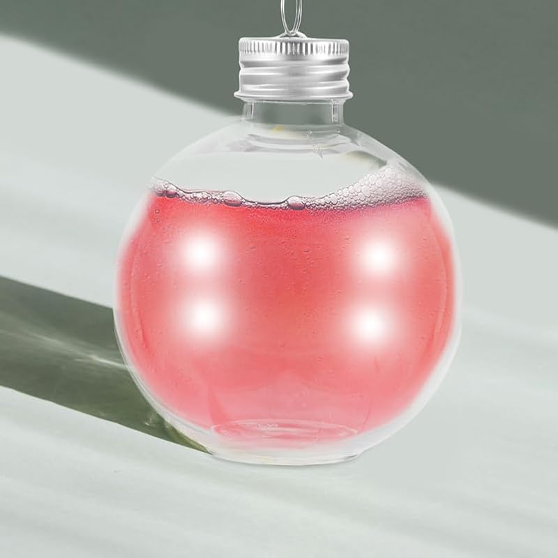 Cabilock 12 Clear Ornament Bottles with Silver Caps & Rings – Holiday Decorations