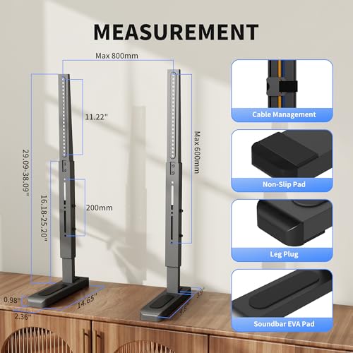 XINLEI Universal Heavy Duty TV Stand for 24-92 Inch Flat & Curved Screens, Supports 180 lbs, VESA 800x600mm, Adjustable Height