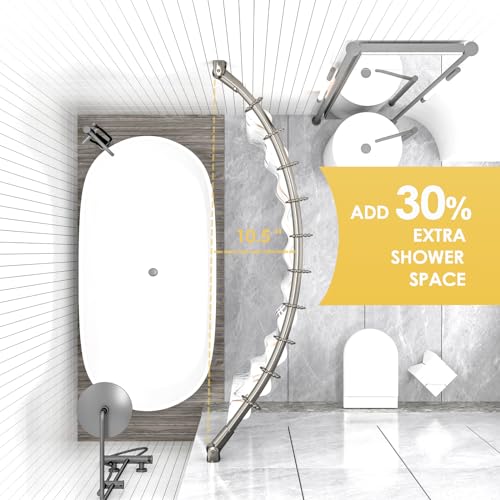 Heavy Duty Curved Shower Curtain Rod - Adjustable Nickel Finish, 42-72 Inch