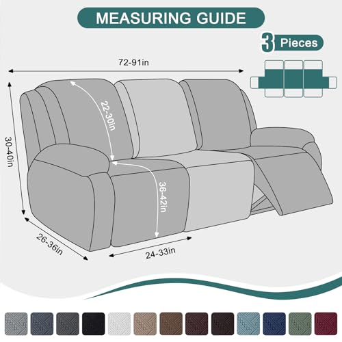 Ruaozz Recliner Couch Cover 3 Seater - Soft Stretch Chocolate Slipcover