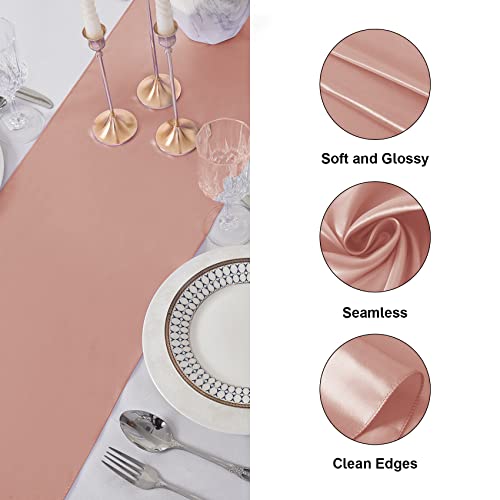 6Pack Satin Table Runner 12x108 Inches - Rose Gold, 6 Pack for Wedding & Events