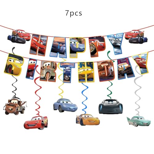 Cars Theme Birthday Party Supplies Set with Plates Cups Utensils Napkins & Tablecloth
