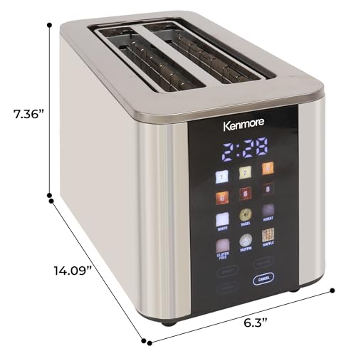 Kenmore 4-Slice Digital Touchscreen Toaster - 1400W Stainless Steel,