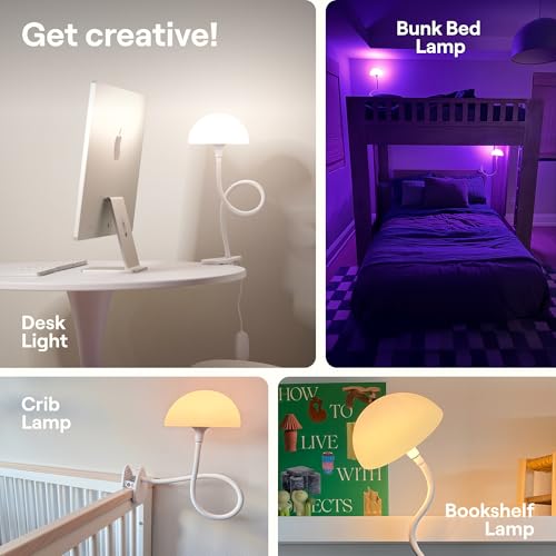 Smallish Shroommate Dorm Room Clip-On Bed Light - White