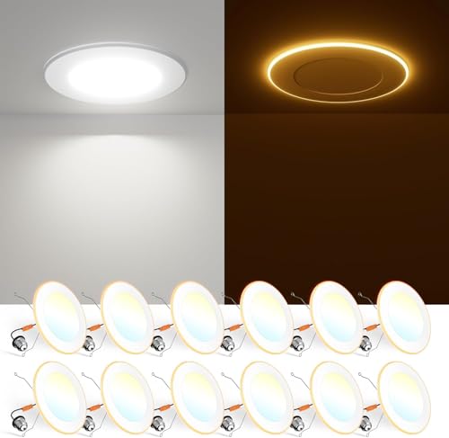 FREELICHT 6 Inch LED Recessed Lighting with Night Light - 12 Pack, 5CCT Adjustable, Dimmable, Easy Install