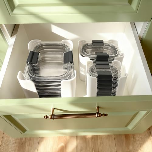 White 3-Piece Food Storage Container Lid Organizer for Rubbermaid Brilliance - Stackable & Durable