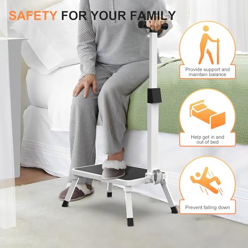 Foldable Adult Step Stool with Handle, Non-Slip Metal Platform, 330 lbs Capacity