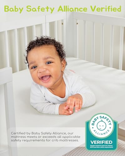 Breathable Waterproof Crib Mattress for Baby & Toddler - CertiPUR-US & OEKO-TEX Certified, 52 x 27.6 Inches