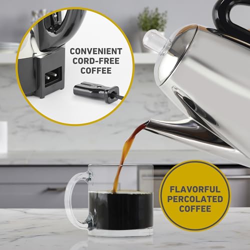 West Bend 12-Cup Electric Percolator Coffee Maker with Stainless Steel Construction