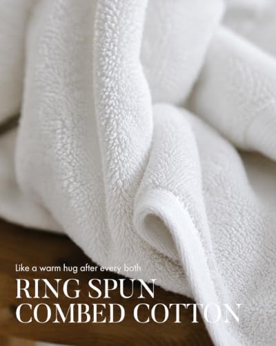 White Luxury Bath Towels 4 Pack 650 GSM - Large 34x56 Inches, Bumble Towels