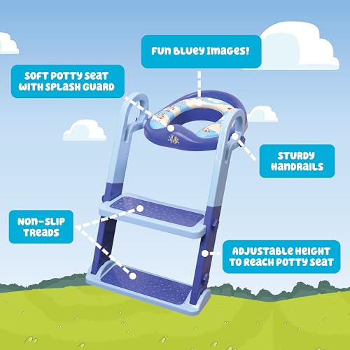 Bluey Potty Trainer with Step & Sit Ladder - Toddler Toilet Seat & Climbing Step Stool