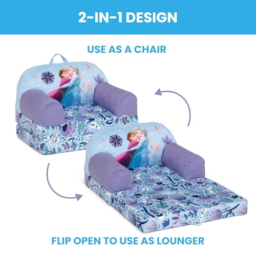 Disney Frozen Cozee Buddy Flip-Out Kids Chair by Delta Children, Purple - Convertible Toddler Lounger & Bed