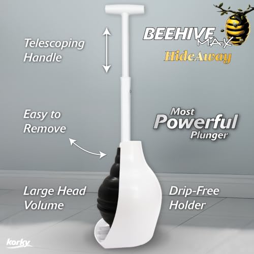 Korky BeehiveMAX Hideaway Toilet Plunger & Holder - White
