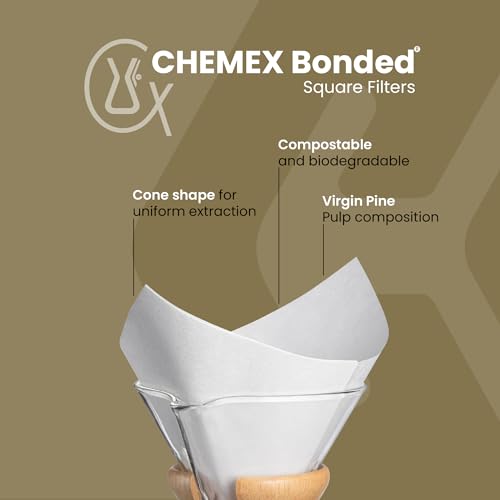 Chemex Square Coffee Filter 100 Pack - Thick, Eco-Friendly Pour Over Filters