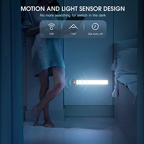 White 14.7 Inch Rechargeable Motion Sensor Under Cabinet Light - 2 Pack