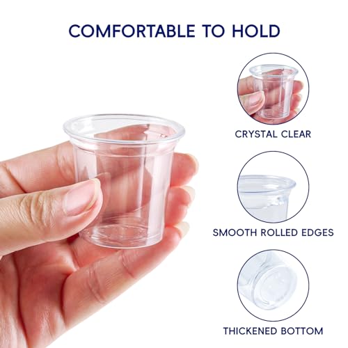 JOLLY CHEF 1000 Pack 1 oz Clear Disposable Plastic Shot Glasses - Party & Catering