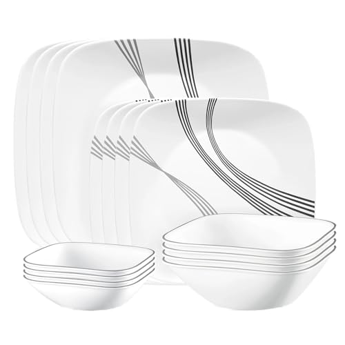 Corelle Urban Arc 16-Piece Dinnerware Set Service for 4 White Gray
