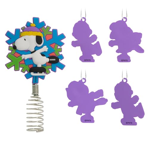 Hallmark Peanuts Mini Christmas Tree Topper & Ornaments Set of 5 - Ice Skating Characters