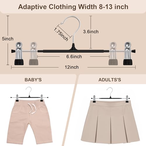 POZEAN Black 30-Pack Adjustable Heavy Duty Pants Hangers with Clips