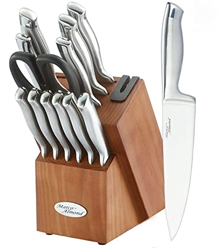 14-Piece Knife Block Set with Built-in Sharpener - Cherry Finish