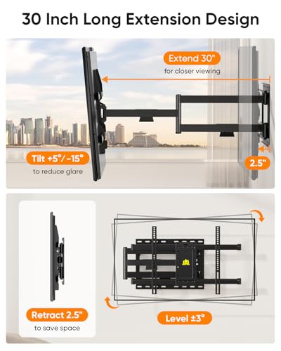 FORGING MOUNT Corner Full Motion TV Wall Mount 37-75 Inch Supports Up to 99lbs