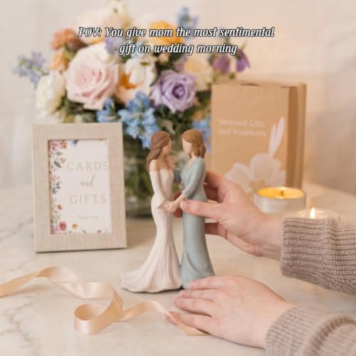 Mother of The Bride Figurine Gifts for Wedding & Engagement - Bride with Mom Touching Cheek Variation