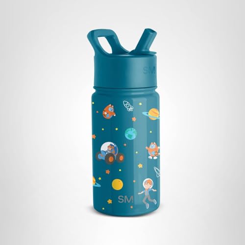 Simple Modern Kids Summit Water Bottle with Straw Lid | Blippi 14oz Stainless Steel Cup Insulated Tumbler for Toddlers, School | Blippi Space