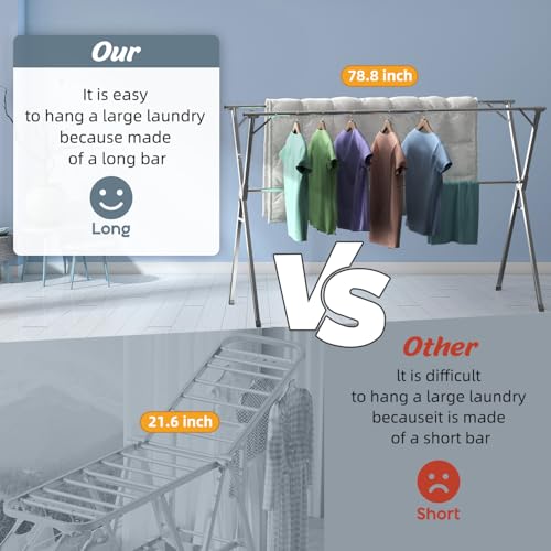 95-Inch Collapsible Clothes Drying Rack for Indoor & Outdoor Use - Silver Variation
