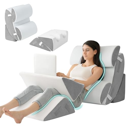 Hansleep White 6-Piece Wedge Pillow Set for After Surgery & Reading, 23.6x27 inches