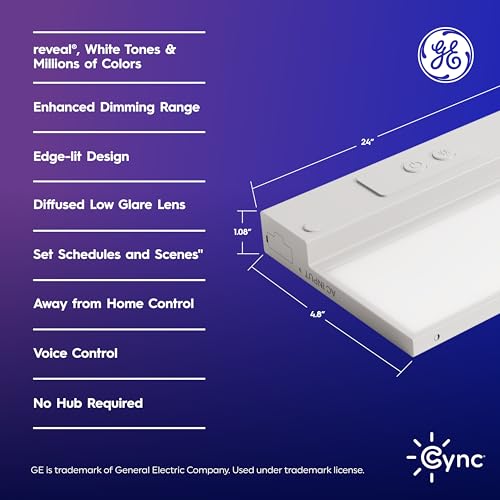 Cync GE Reveal HD+ Smart LED Under Cabinet Light Bar 24in - Voice & App Compatible