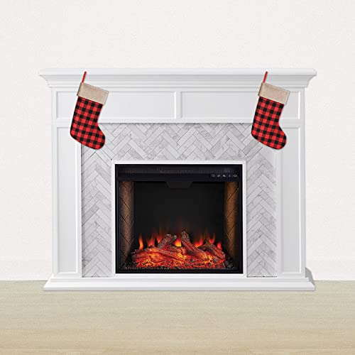 Beistle 2 Piece Red & Black Buffalo Plaid Christmas Stockings With